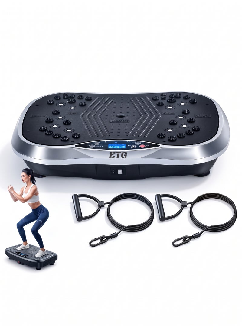 ETG Vibration Plate Exercise Machine Full Body Vibration Platform Trainers for Home Use with Acupressure Nodes Cardio Machines Fat Removing Machine Multiple Speeds - Image 1