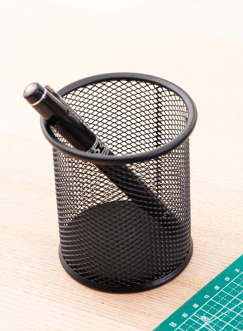 Deli E9172 Black Pen Holder - Durable Mesh Steel Material, φ91×98mm - Image 5