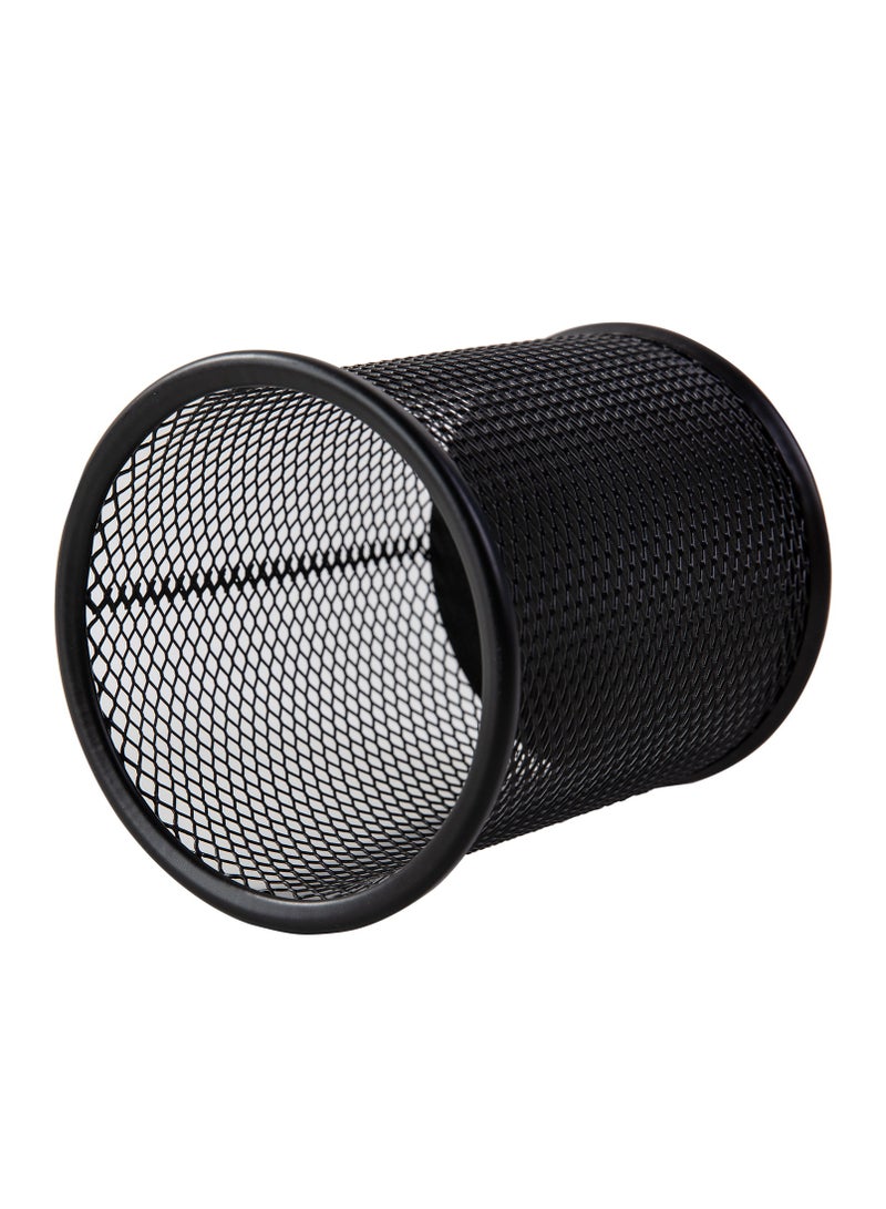 Deli E9172 Black Pen Holder - Durable Mesh Steel Material, φ91×98mm - Image 2