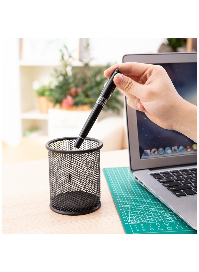 Deli E9172 Black Pen Holder - Durable Mesh Steel Material, φ91×98mm - Image 4