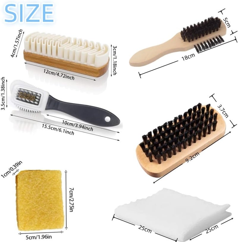 Suede Cleaning Brush Kit 6-Piece Brown Wear-Resistant Raw Rubber Brush - Magic Silicone Shoe Brush Suede Cleaning Cloth for Suede Nubuck Leather Shoe Care - Image 2