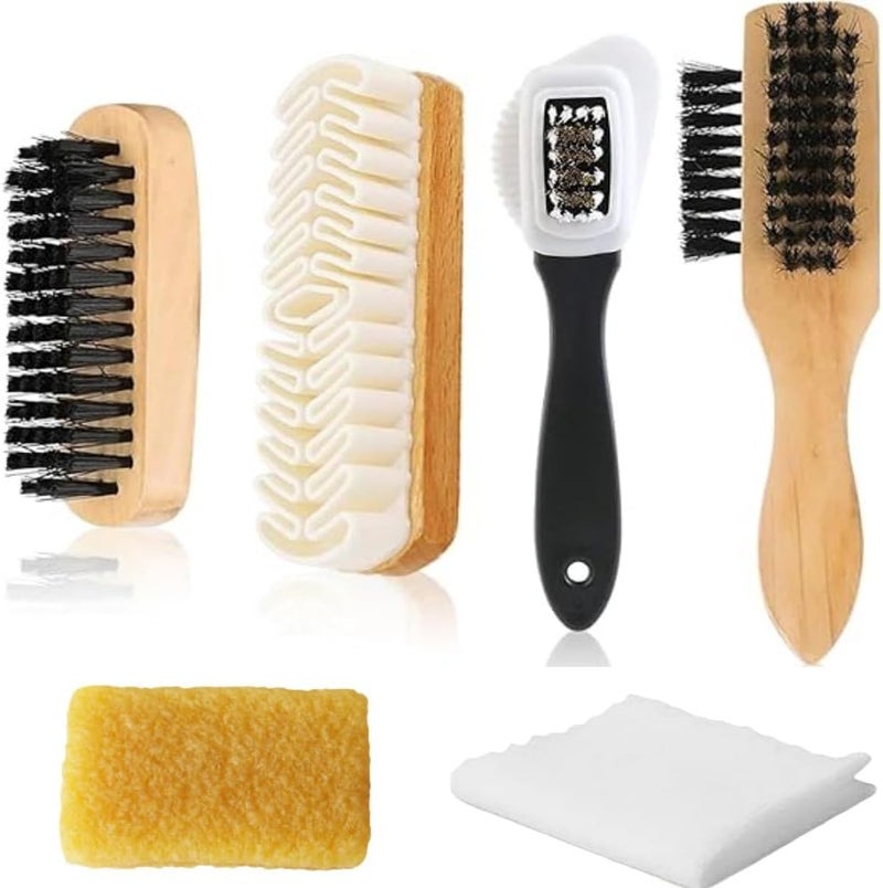 Suede Cleaning Brush Kit 6-Piece Brown Wear-Resistant Raw Rubber Brush - Magic Silicone Shoe Brush Suede Cleaning Cloth for Suede Nubuck Leather Shoe Care - Image 1