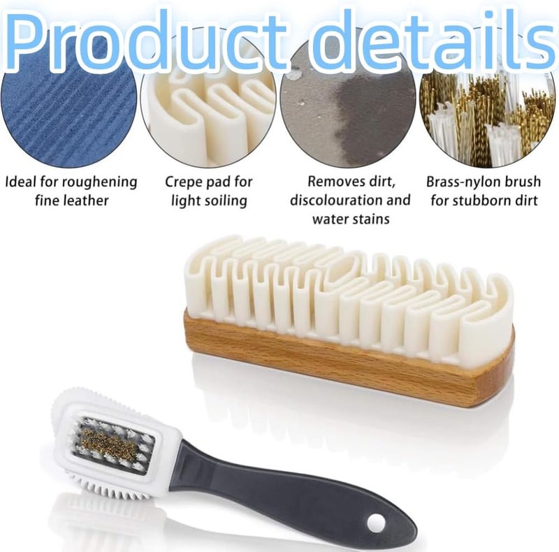 Suede Cleaning Brush Kit 6-Piece Brown Wear-Resistant Raw Rubber Brush - Magic Silicone Shoe Brush Suede Cleaning Cloth for Suede Nubuck Leather Shoe Care - Image 3