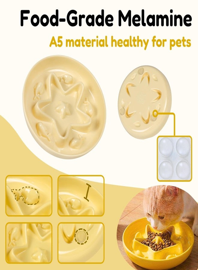 Tafelf 2 Pcs Cat Slow Feeder Bowl – Whisker Friendly Melamine Puzzle Feeding Cat Bowl for Slow Eating – Wet & Dry Food – Dishwasher Safe, Lightweight, Non-Slip (Buttercream + Coral Pink, 6.3'') - Image 4