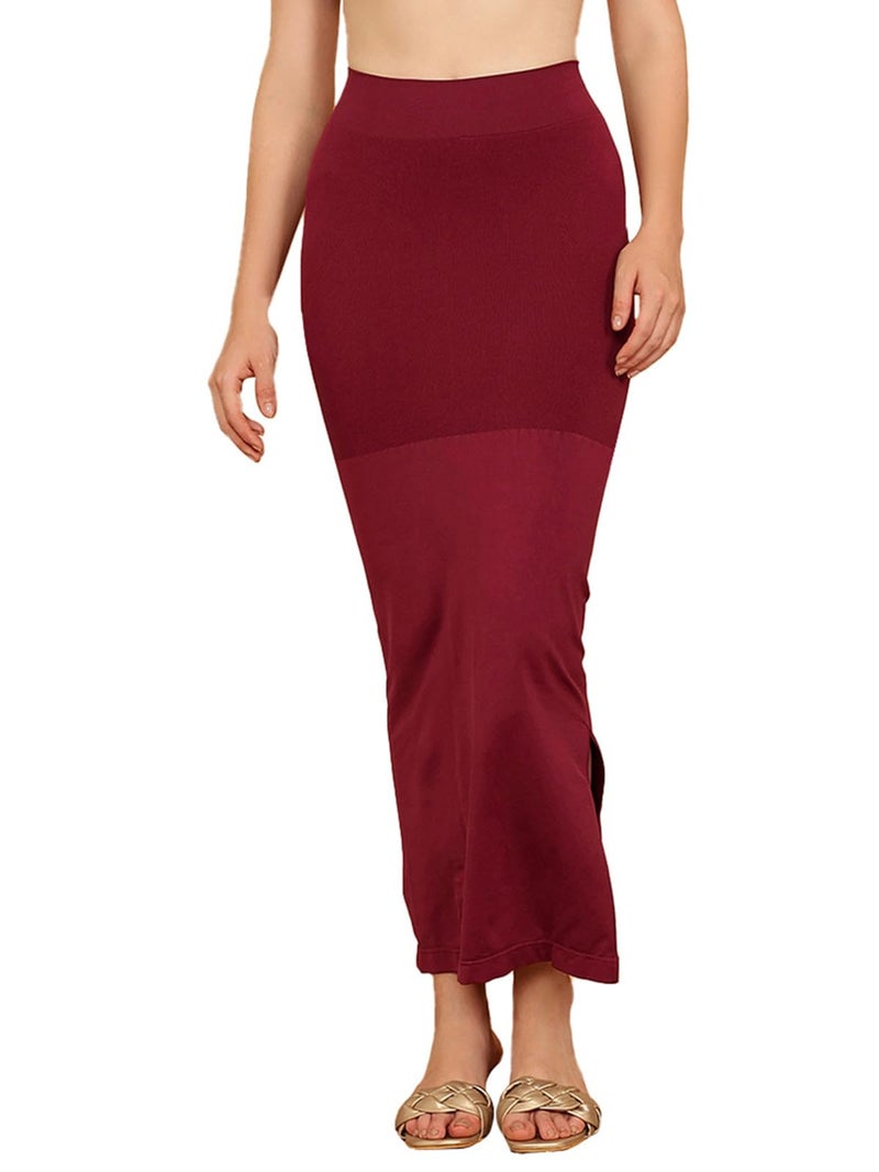 Clovia Women's Petticoat Style Saree Shapewear with Side Slit (SW0023P09_Maroon_XXL) - Image 1