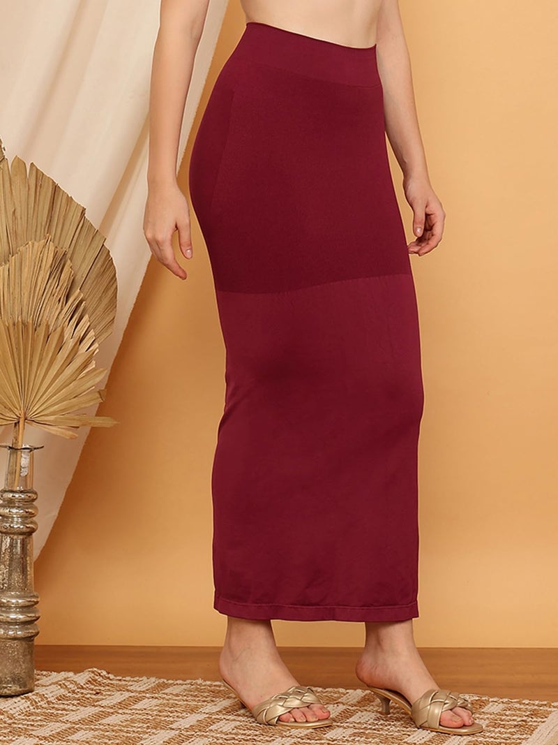 Clovia Women's Petticoat Style Saree Shapewear with Side Slit (SW0023P09_Maroon_XXL) - Image 4