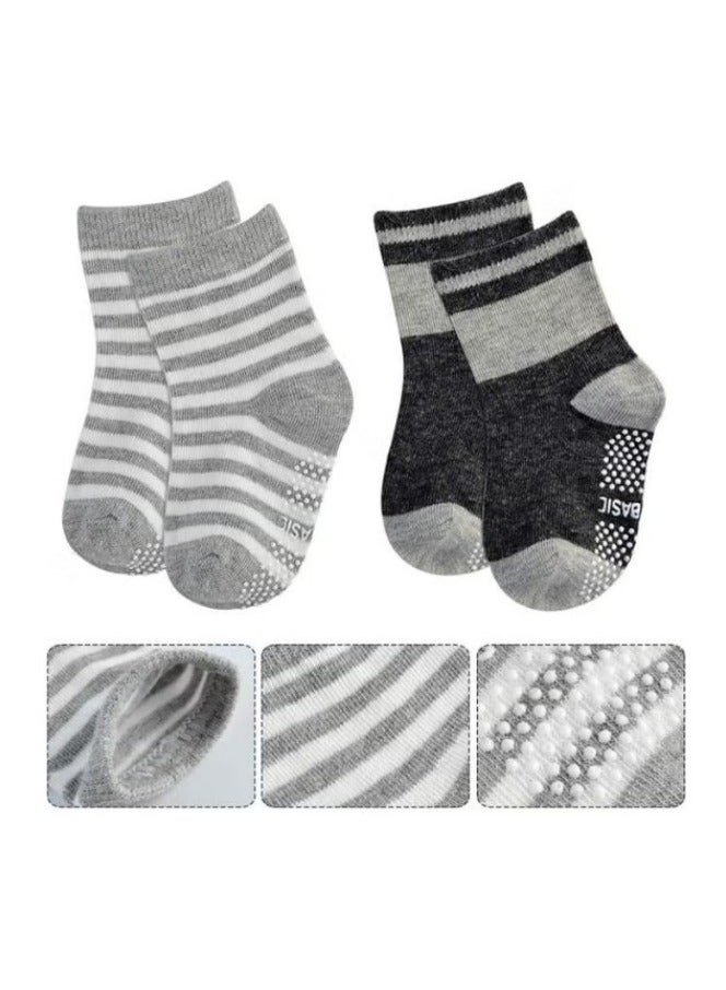 12 Pairs Of Cotton Non-Slip Striped Baby Socks for Kids Boys' Socks Girls' Socks Multicolor  - Image 2