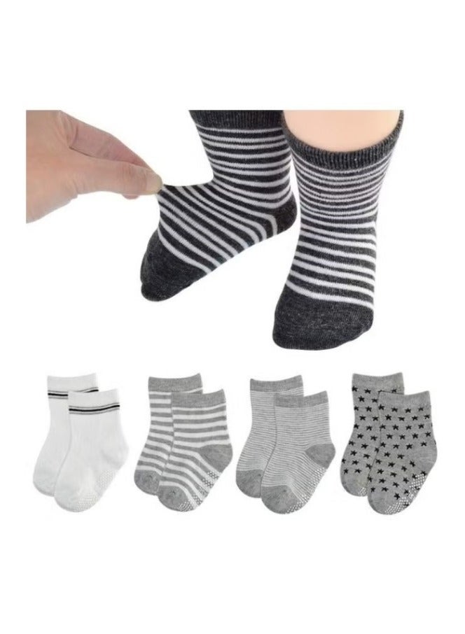 12 Pairs Of Cotton Non-Slip Striped Baby Socks for Kids Boys' Socks Girls' Socks Multicolor  - Image 4