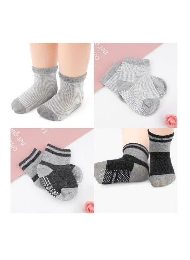 12 Pairs Of Cotton Non-Slip Striped Baby Socks for Kids Boys' Socks Girls' Socks Multicolor  - Image 5