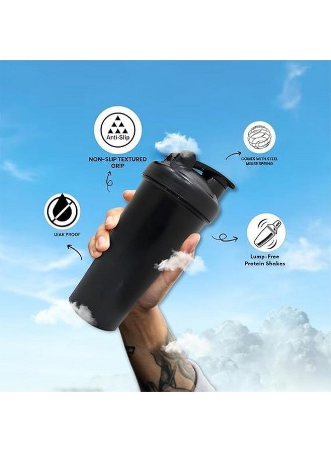 Shopsidex Shaker Bottle, Food-Grade Material Gym Shaker with Steel Mixer Ball | BPA & Smell Free (Black Gym Shaker) - Image 3