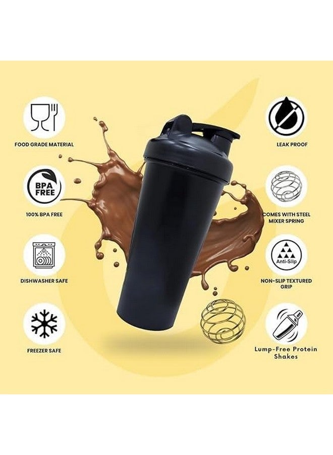Shopsidex Shaker Bottle, Food-Grade Material Gym Shaker with Steel Mixer Ball | BPA & Smell Free (Black Gym Shaker) - Image 4