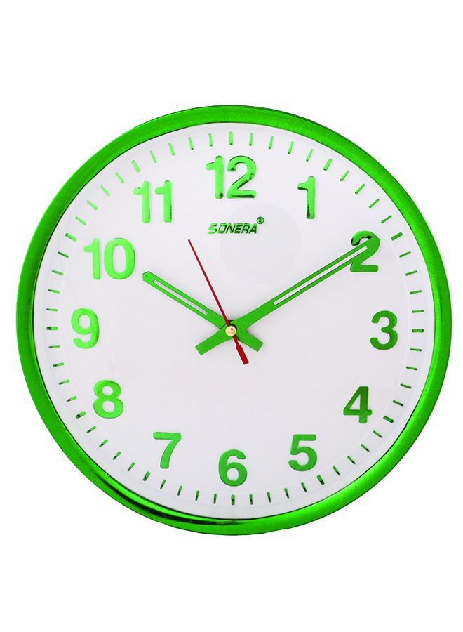 Sonera wall clock -3971-Analog -Quartz- round, green x white - Image 1