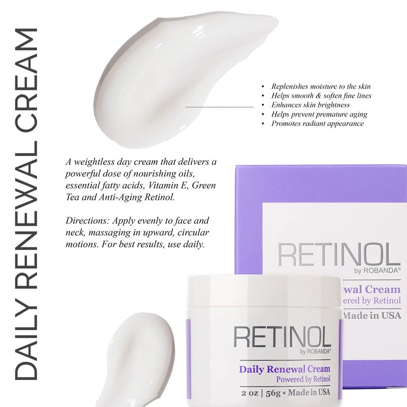 Robanda Retinol Daily Renewal Creamâ”‚ Weightless All Day Anti Wrinkle Cream With Retinol For Face and Neck - Image 2