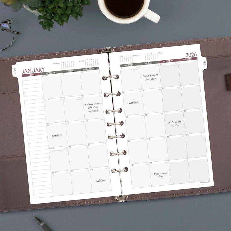 AT-A-GLANCE 2026 Planner Refill, Monthly, 5-1/2" x 8-1/2", Desk Size 4, Loose-Leaf, Unruled Blocks (061-685Y-26) - Image 2