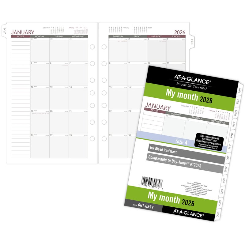 AT-A-GLANCE 2026 Planner Refill, Monthly, 5-1/2" x 8-1/2", Desk Size 4, Loose-Leaf, Unruled Blocks (061-685Y-26) - Image 4