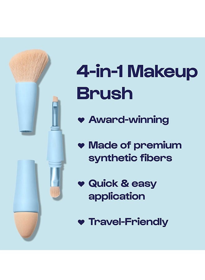 general 4-in-1 Makeup Brush - All-in-One Multi-Tasking Blending Sponge, Eyeshadow, Eyebrow & Liner, Blush & Bronzer Brush - On-the-Go Makeup Applicator Tool - Vegan & Travel-Friendly - Image 2