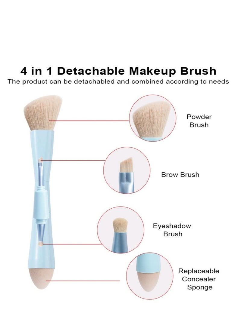 general 4-in-1 Makeup Brush - All-in-One Multi-Tasking Blending Sponge, Eyeshadow, Eyebrow & Liner, Blush & Bronzer Brush - On-the-Go Makeup Applicator Tool - Vegan & Travel-Friendly - Image 4