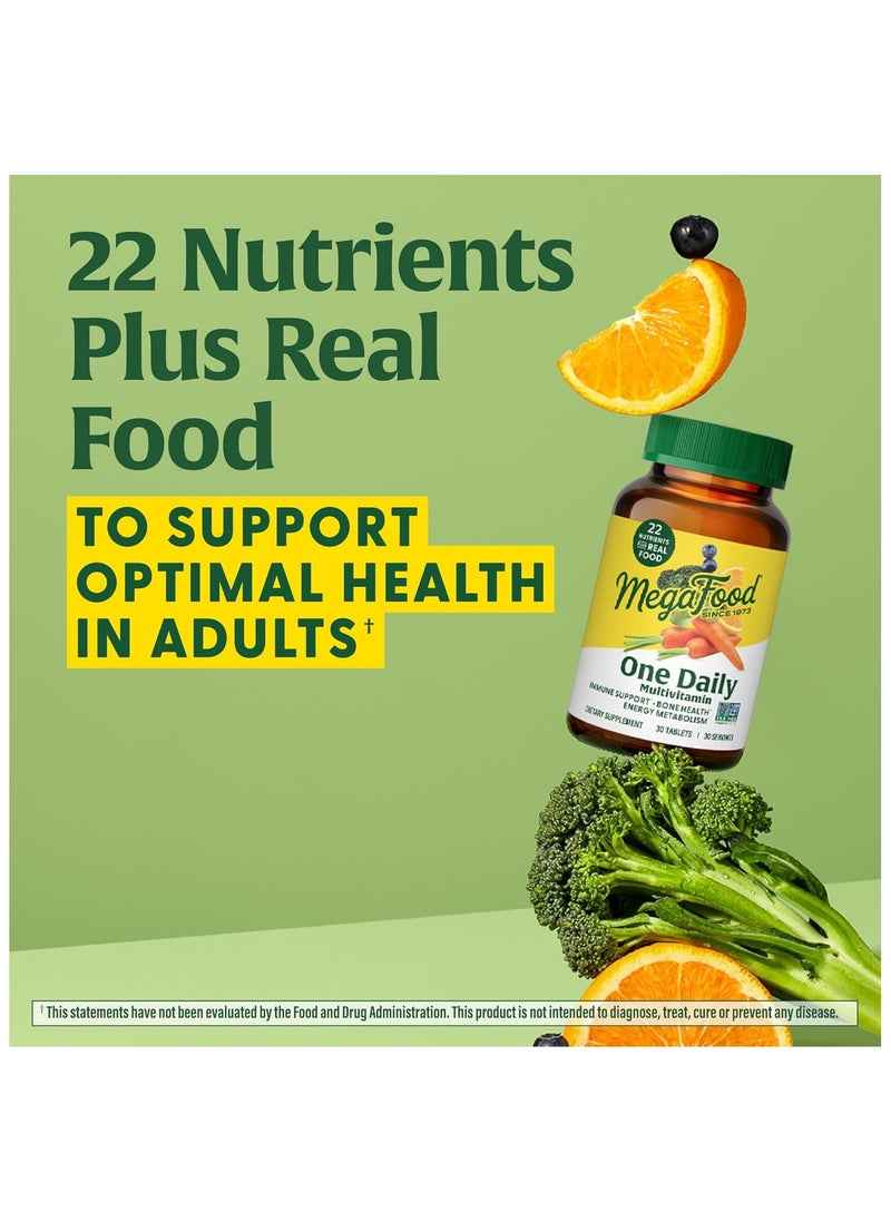 MegaFood - MegaFood One Daily Multivitamin - Multivitamin for Women and Men - with Real Food - Immune Support Supplement -Vitamin C & Vitamin B - Bone Health - Energy Metabolism - Vegetarian, Non-GMO (30 Tabs) - Image 1