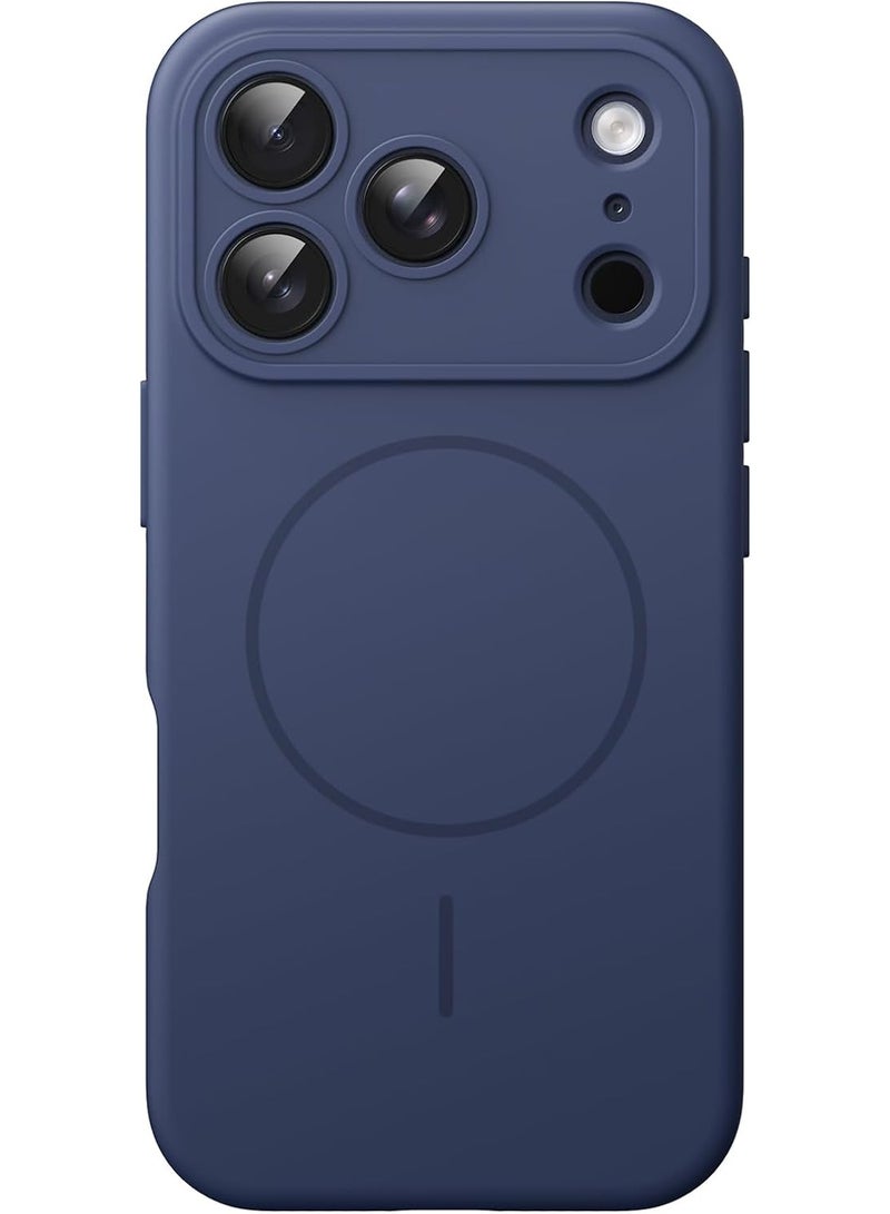 حافظة سيليكون مغناطيسية لجهاز iPhone 17 Pro Max 6.9 بوصة، متوافقة مع MagSafe، لمسة ناعمة، حافظة هاتف مضادة للصدمات من الدرجة العسكرية، حماية عدسة الكاميرا (أزرق داكن) - Image 1