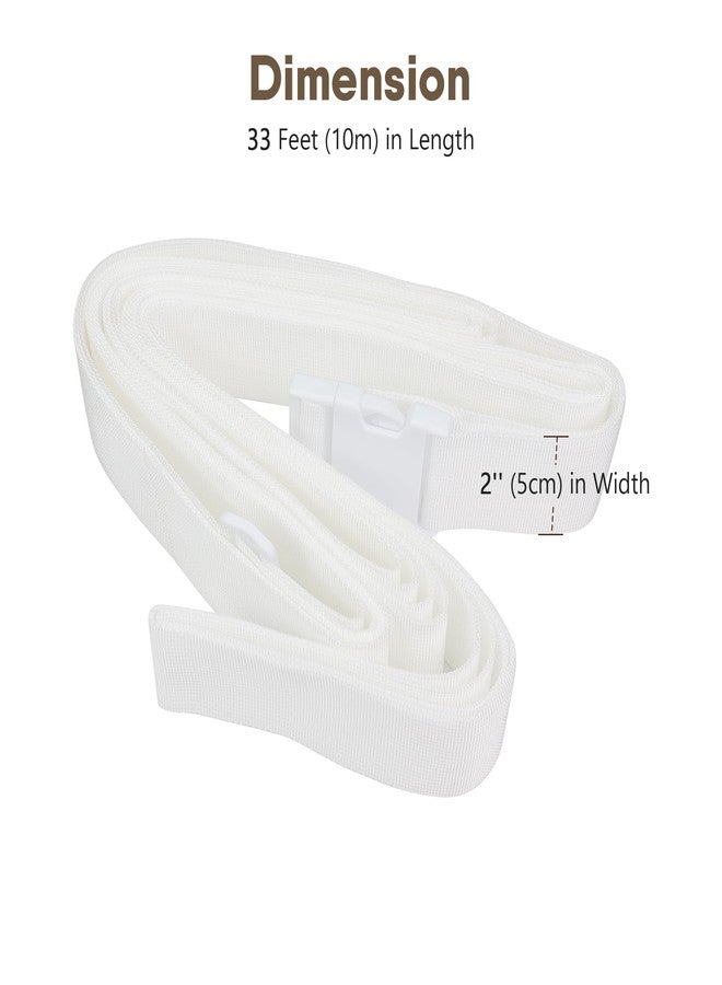 LIAULIADLL White Strap for Twin Beds/Twin to King Bed Strap/Twin Bed Connector/Twin Bed Joiner for Converting Twin to King or Twin XL to King - 33ft Long Bed Connector Strap with Adjustable Buckle - Image 2