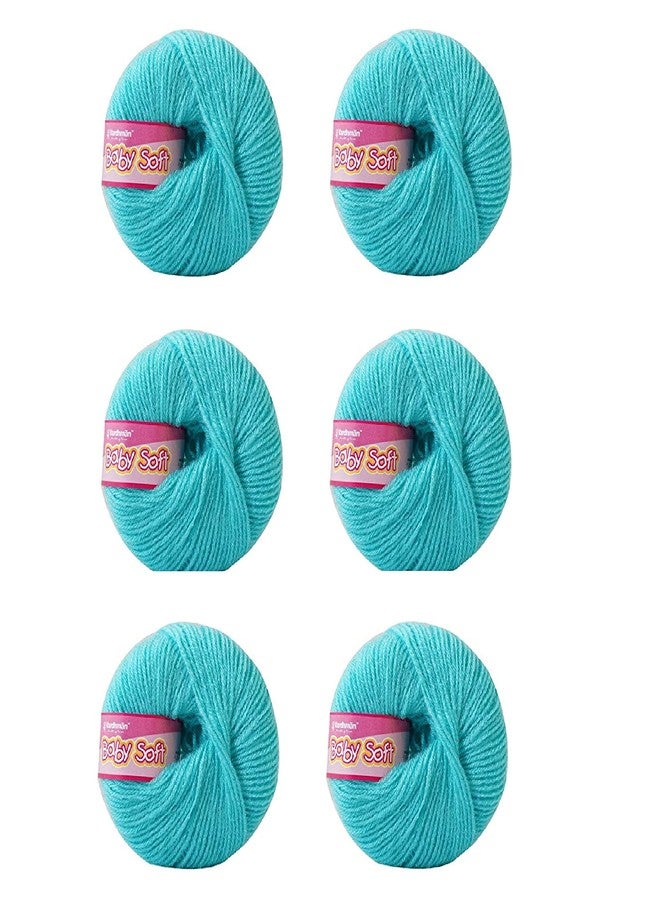 Vardhman Threads Vardhman Knitting Yarn Baby Soft Wool for Knitting, Kids Crochet Yarn Wool for Hand Knitting Art Craft, Knitting Wool Yarn for Sweater Scarves Hats and Dresses (6 Pcs, Sky Blue) - Image 1