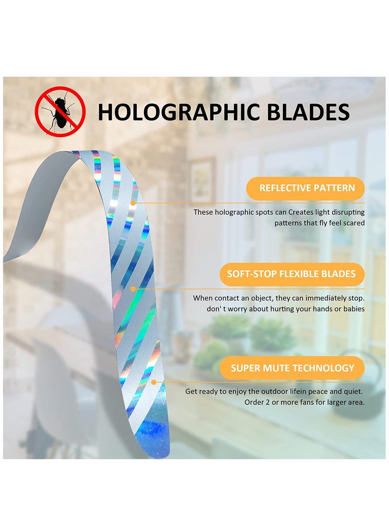 SYOSI مراوح ذبابة للطاولات، 2000mAh قابلة للشحن طارد ذباب للطاولات الداخلية والخارجية، مراوح طاردة للذبابة بأجنحة ثلاثية الأبعاد، مروحة ذبابة للمطبخ والمطعم والحفلات والنزهات (عبوة 2) - Image 5