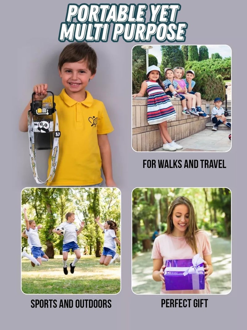 DEOXY Panda bottle 520ml Animal Design 2 Way Sipper Water Bottle for Kids – Leak-Proof, BPA-Free, School & Travel Friendly for Kids (Panda bottle) - Image 3