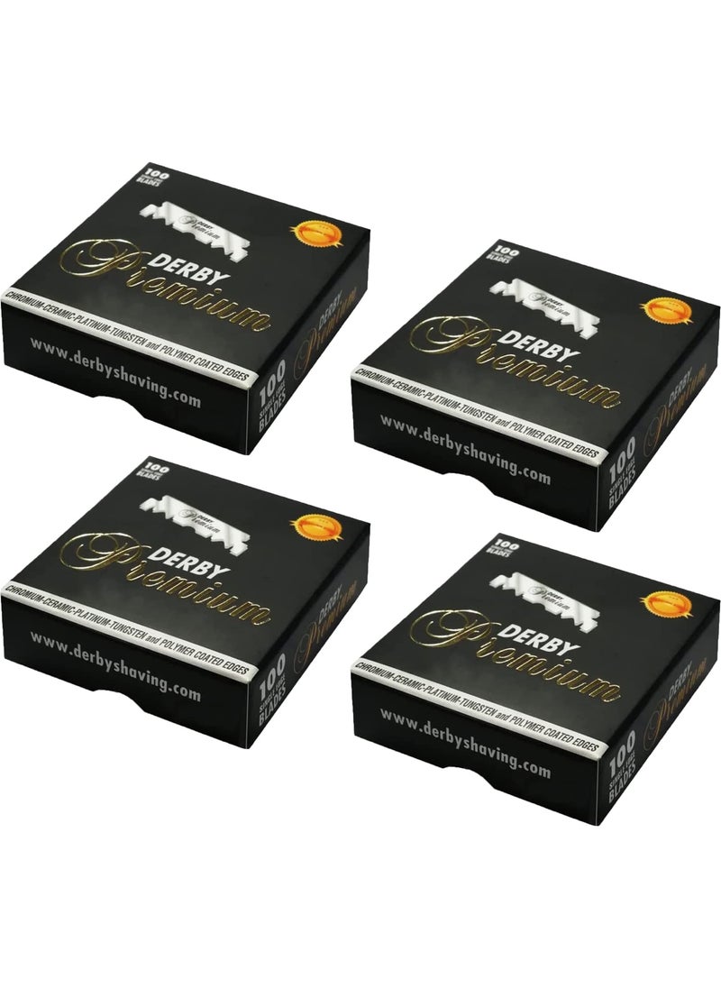 the shave factory Derby Premium Single Edge Razor Blades Razor Blades Single Edge Ultra Sharp Chromium  Ceramic  Platinum  Tungsten and Polymer Coated Edges 4 