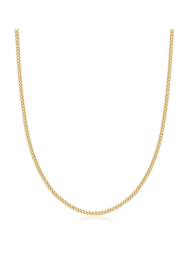 Barzel 18K Gold Plated Curb/Cuban Link Chain Necklace 2Mm, 3Mm, 4Mm, 5Mm For Women Or Men - Made In Brazil (20 Inches, 2Mm Gold) - Image 1