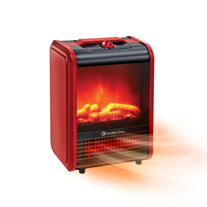 Comfort Zone Comfort Zone Electric Mini Fireplace Space Heater with Realistic 3D Flame StayCool Body Carry Handle Overheat Sensor and Safety TipOver Switch Ideal for Home Bedroom  Office 1200W CZFP1  - Image 1