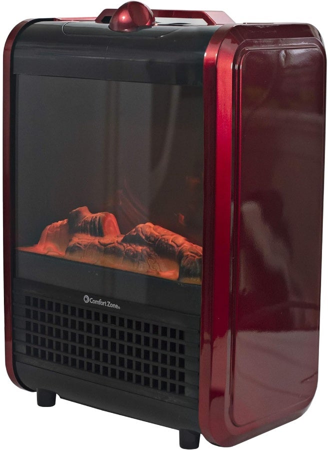 Comfort Zone Comfort Zone Electric Mini Fireplace Space Heater with Realistic 3D Flame StayCool Body Carry Handle Overheat Sensor and Safety TipOver Switch Ideal for Home Bedroom  Office 1200W CZFP1  - Image 4