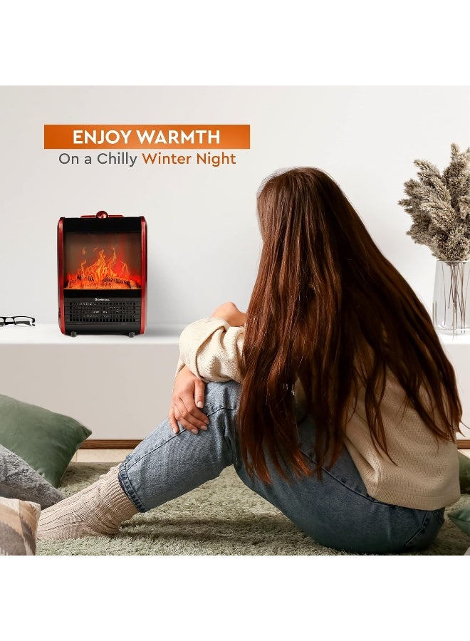 Comfort Zone Comfort Zone Electric Mini Fireplace Space Heater with Realistic 3D Flame StayCool Body Carry Handle Overheat Sensor and Safety TipOver Switch Ideal for Home Bedroom  Office 1200W CZFP1  - Image 5