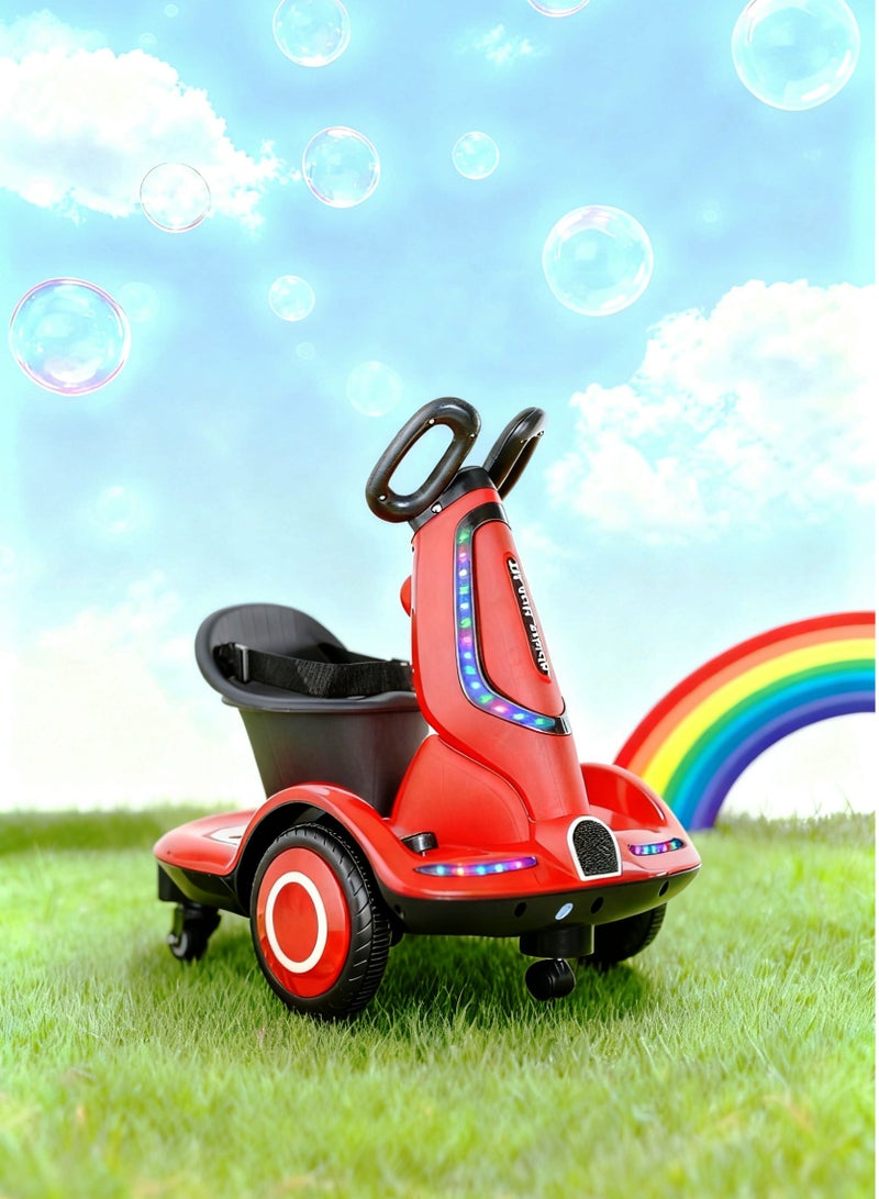 Bolivia's Multi-function Electric Scooter for Children, Four-Wheel Electric Scooter with Double Drive, Music and Light, UK Plug, Electric Scooter for 1-7 Years Kids Boys Girls - Image 1