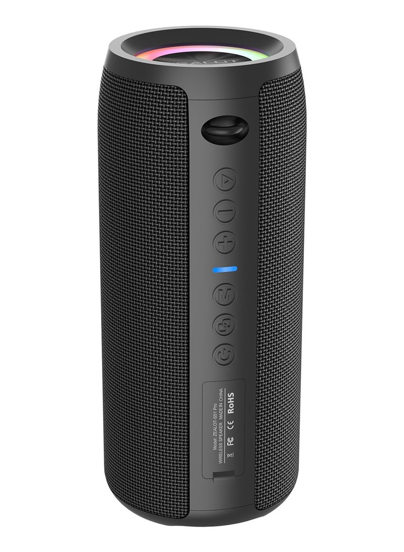 ZEALOT S51 Pro 40W Bluetooth Speakers, Outdoor Portable Subwoofer Speaker, Dual Pairing, 5200mAh Battery 24 Hours Playtime Loud Stereo Booming Bass, Connect With TV/ Mobile Phone/ Tablet