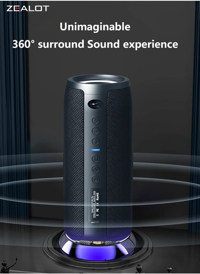 Zealot ZEALOT S51 Pro 40W Bluetooth Speakers, Outdoor Portable Subwoofer Speaker, Dual Pairing, 5200mAh Battery 24 Hours Playtime Loud Stereo Booming Bass, Connect With TV/ Mobile Phone/ Tablet  - Image 4
