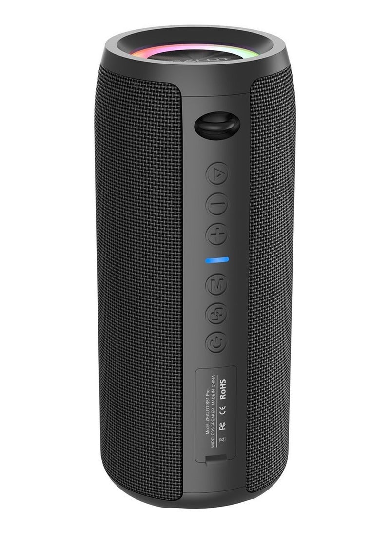 زيلوت مكبر صوت ZEALOT S51 Pro 80 وات بتقنية البلوتوث، مكبر صوت محمول خارجي، اقتران مزدوج، بطارية 5200 مللي أمبير في الساعة، وقت تشغيل 24 ساعة، صوت جهير قوي، يمكن توصيله بالتلفزيون/الهاتف المحمول/الكمبيوتر اللوحي - Image 2