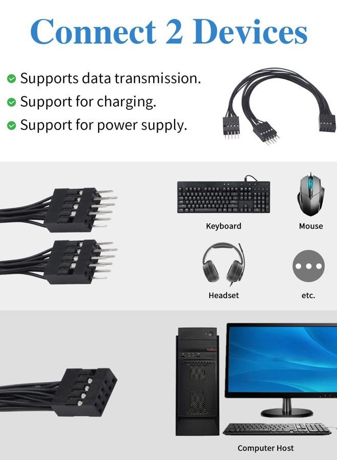 Duttek USB 3.0 to 2.0 Motherboard Adapter Y Splitter Cable, 9pin Female to Double 9pin Male Splitter Extension Cable for Computer Motherboard Adapter 1Pack - Image 5