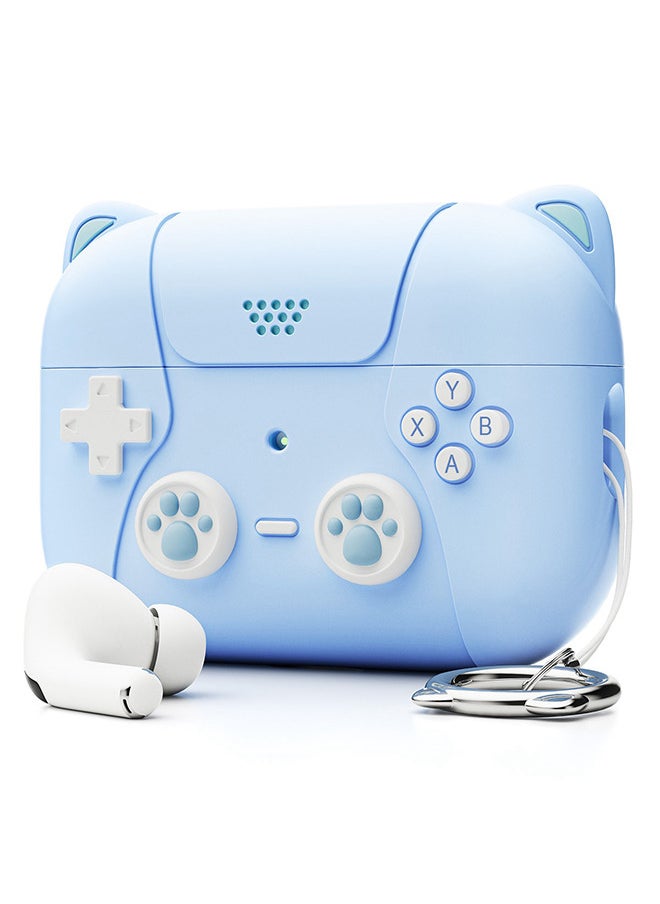 Jourvent Airpods Pro Protective Case Silicone Cover, Case Cover for Airpods Pro 1/2, Cat Ears Controller Style Cute Airpods Case, Blue  - Image 1