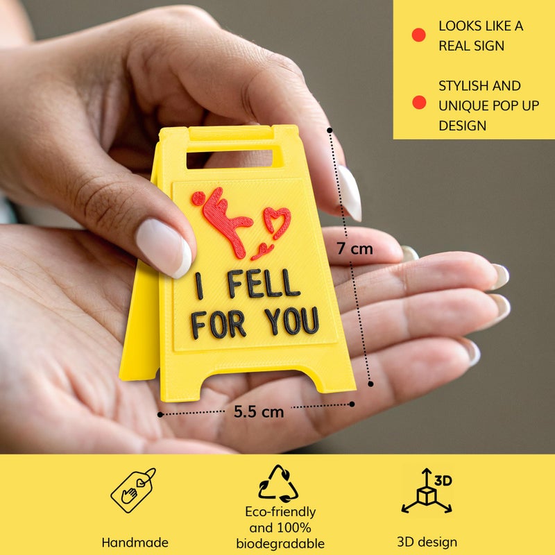 VELENTI Cute Mini â€œI Fell for Youâ€ Sign â€“ Valentines Day Funny Romantic Gift for Boyfriend, Girlfriend, Anniversary, Valentineâ€™s Day, Christmas | Unique Love Gift for Him or Her | Proposal Decoration - Image 2