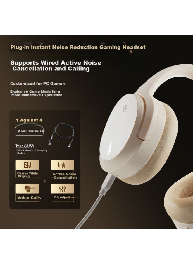 Xiberia Yu Dm02 Dual Gold Label Edition Over-ear Deep Noise Cancelling Bluetooth Smart Headphones With Ultra-long Battery Life For Music, Gaming, Sports, Mobile Phones, Computers, Laptops - Cloud Smok - Image 2