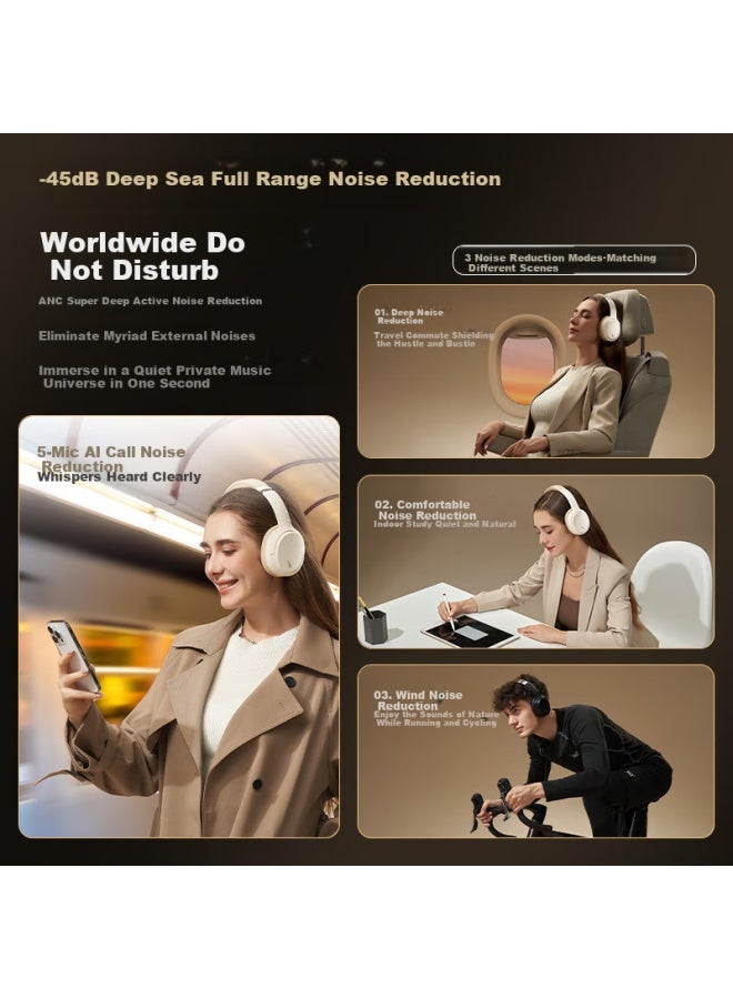 Xiberia Yu Dm02 Dual Gold Label Edition Over-ear Deep Noise Cancelling Bluetooth Smart Headphones With Ultra-long Battery Life For Music, Gaming, Sports, Mobile Phones, Computers, Laptops - Cloud Smok - Image 1