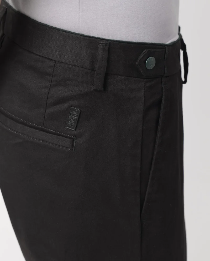 Rare Rabbit Rare Rabbit Men's Trews-22 Black Solid Mid-Rise Regular Fit Trouser