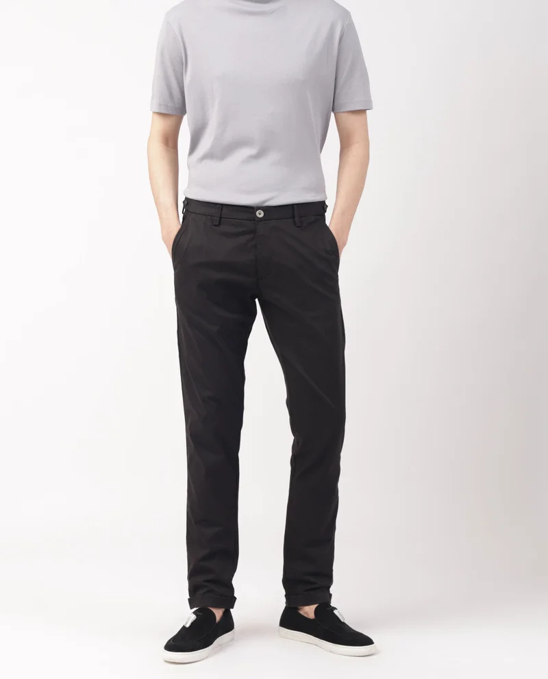 Rare Rabbit Rare Rabbit Men's Trews-22 Black Solid Mid-Rise Regular Fit Trouser