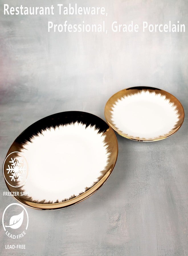 jinsongdafa 4 Pack 10" Gold Ceramic Charger Plates Reusable, Gilt-rimmed Charger Design Plates - Perfect for Wedding, Party Decorations, Banquet, Upscale Occasions, Birthday Celebrations - Image 3