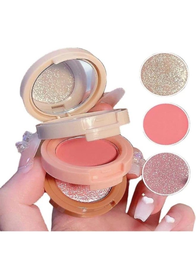 Classyhuda Professional Long Lasting Waterproof 3in1 Makeup Blusher, Eyeshadow & Highlighter Palette For Girls & Women. travel friendly mini face blush and highlihter palette. - Image 3