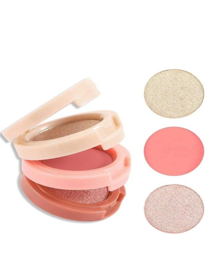 Classyhuda Professional Long Lasting Waterproof 3in1 Makeup Blusher, Eyeshadow & Highlighter Palette For Girls & Women. travel friendly mini face blush and highlihter palette. - Image 2
