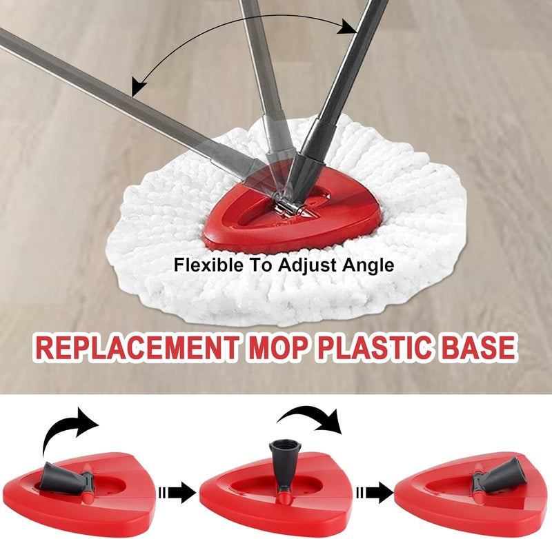 BeiLan Spin Mop Replacement Head Base - Rotating Triangle Mop Head Cover,Replacement Rotating Mop Base,Plastic Base for Spin Mop Accessories - Image 3