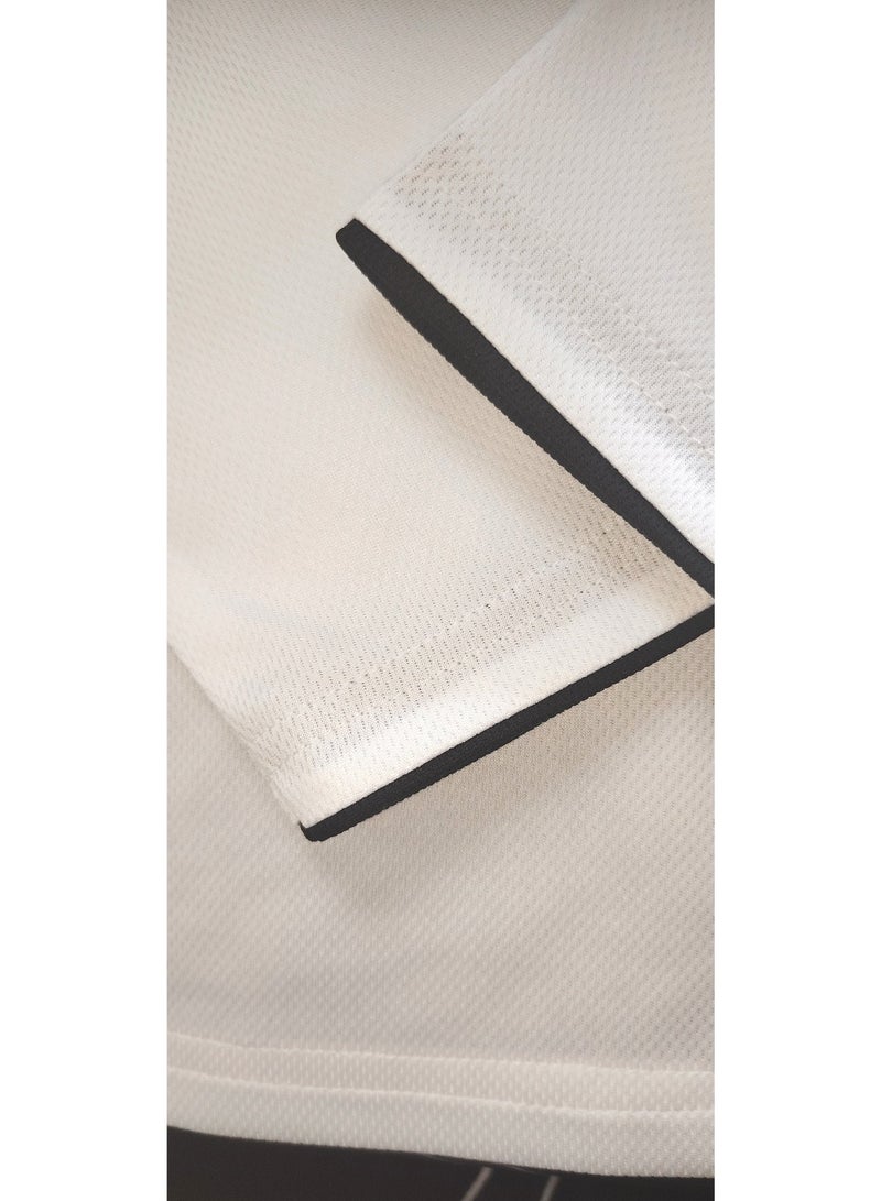 Dar Al Fakhar Tailoring LLC white T-shirt with Black Piping in Long Sleeves - Image 3