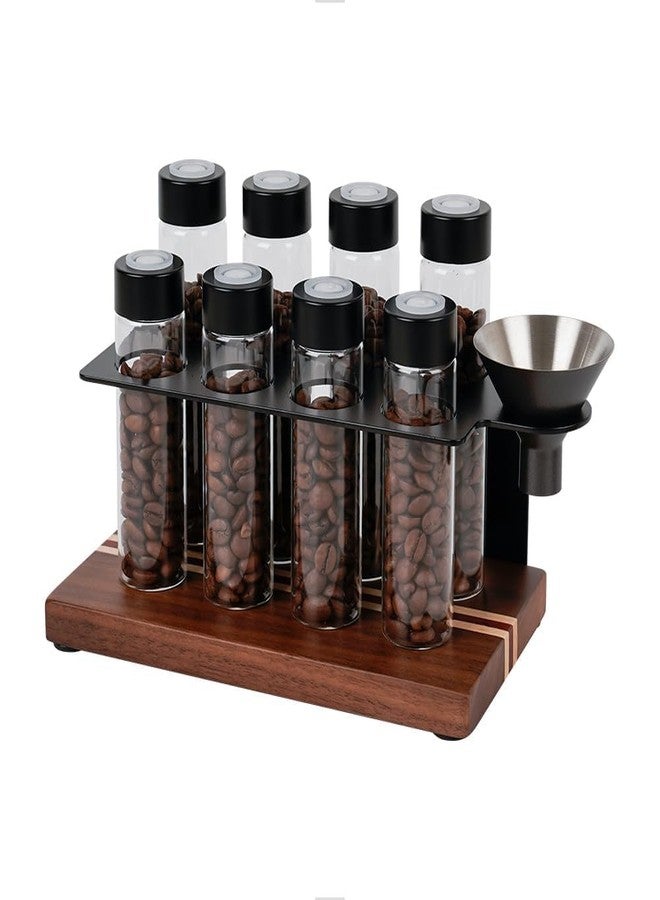 watchget Coffee Bean Storage Tubes Single Dose Coffee Bean Cellars 8 Pcs with One-way Exhaust Valve Sealed Airtight Coffee Bean Storage Jars with Hopper, Wooden Display Stand, A - Image 1