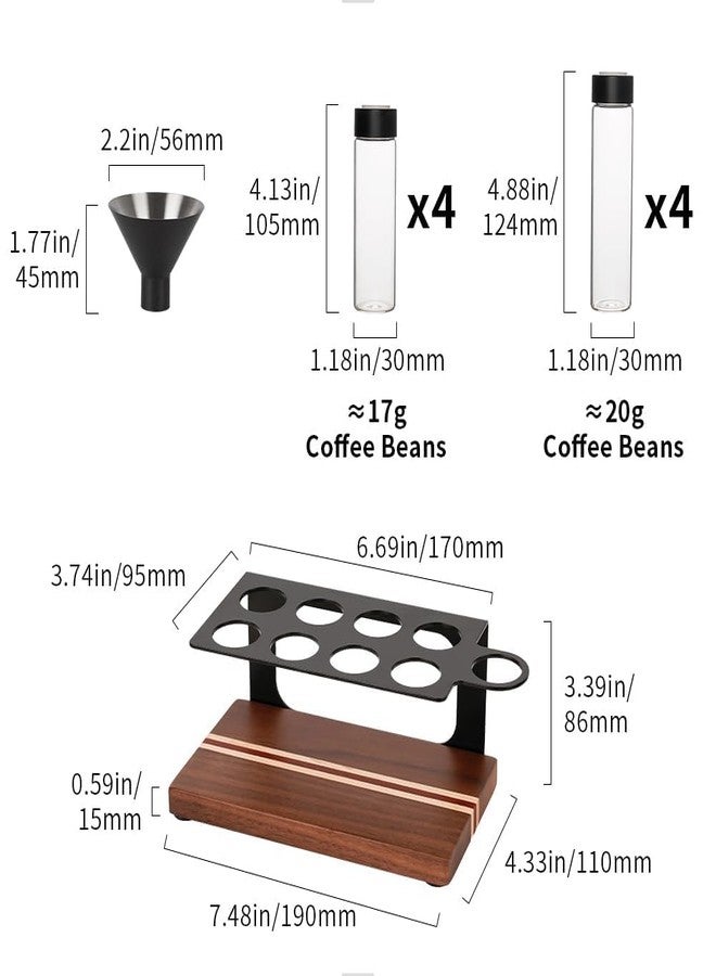 watchget Coffee Bean Storage Tubes Single Dose Coffee Bean Cellars 8 Pcs with One-way Exhaust Valve Sealed Airtight Coffee Bean Storage Jars with Hopper, Wooden Display Stand, A - Image 2